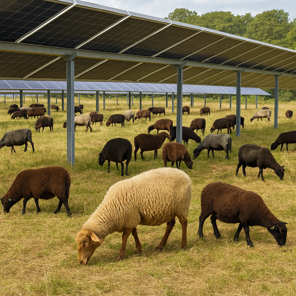 Schafe an PV-Anlage